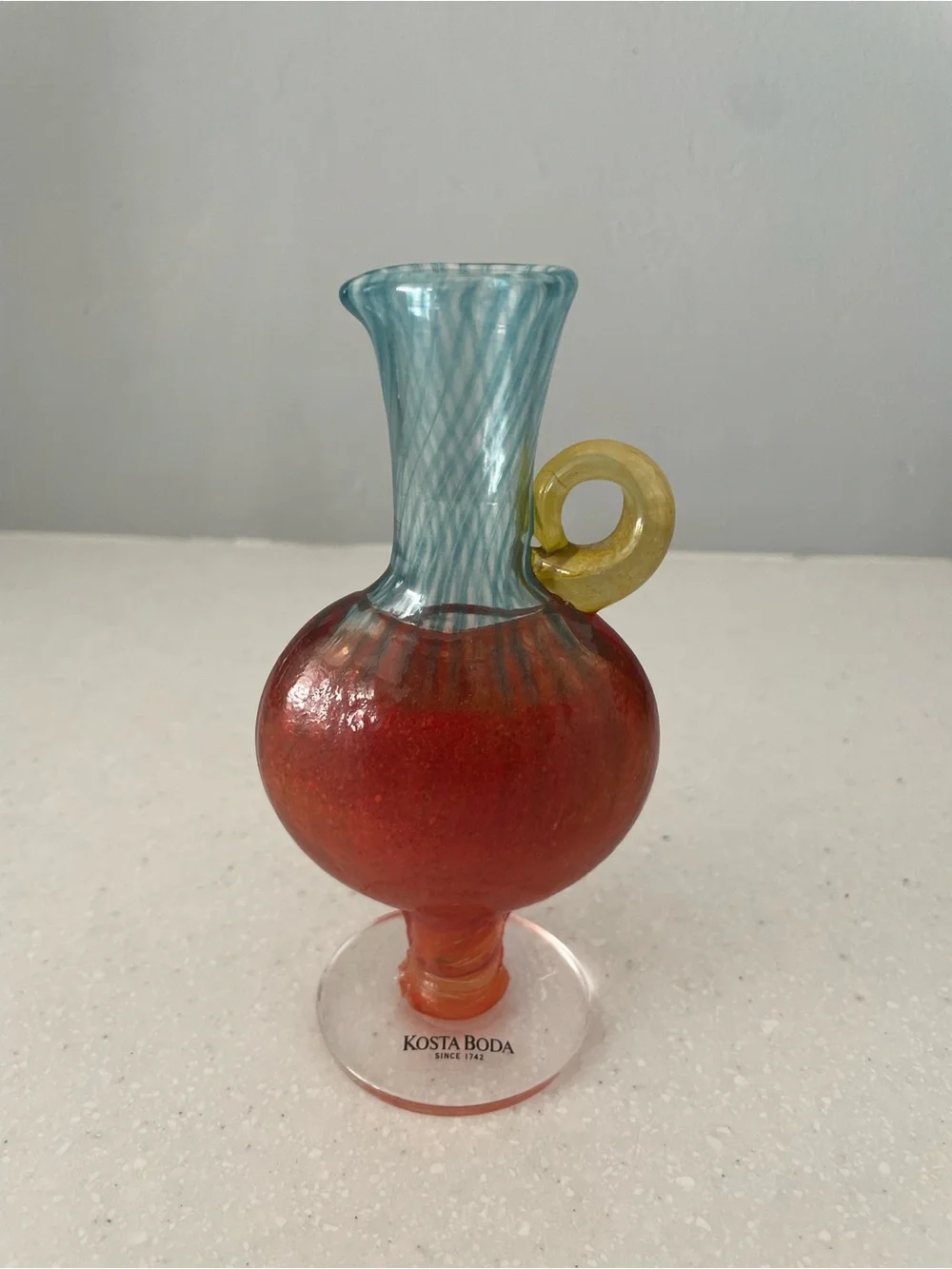Kosta Boda Kjell Engman Bon Bon Mini Art Glass Ewer #89060 Signed